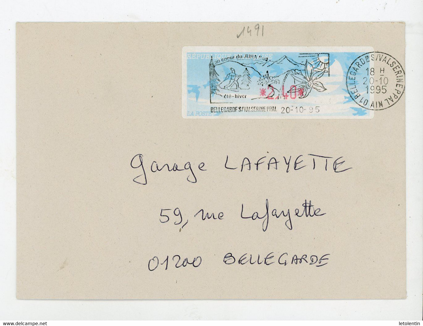 FRANCE - VIGNETTE À *2,40* SUR LETTRE Du 20/10/1995 DE BELLEGARDE - 1990 Type « Oiseaux De Jubert »