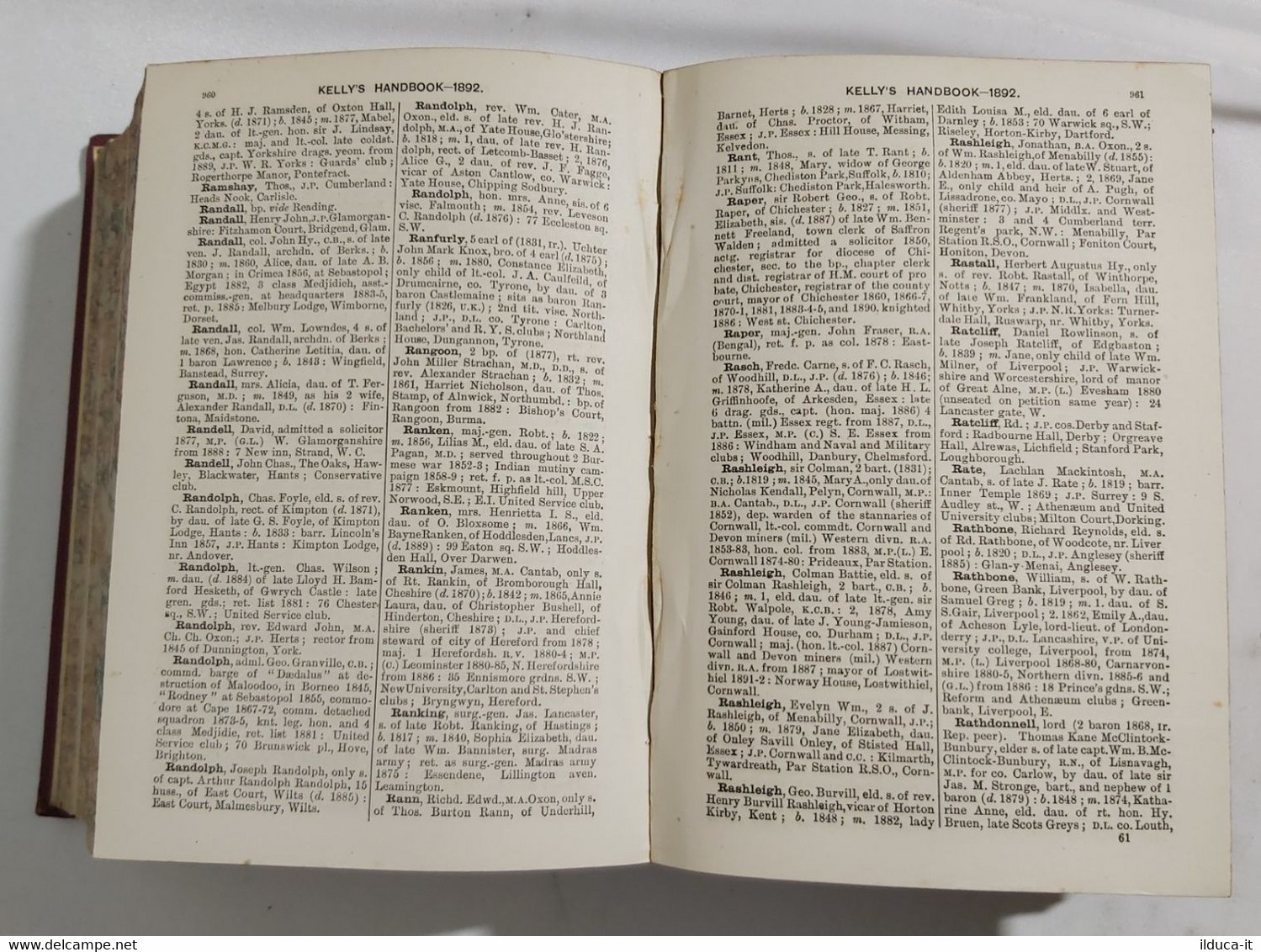 I102616 Kelly's Handbook - Titled, landed & official Classes for 1892