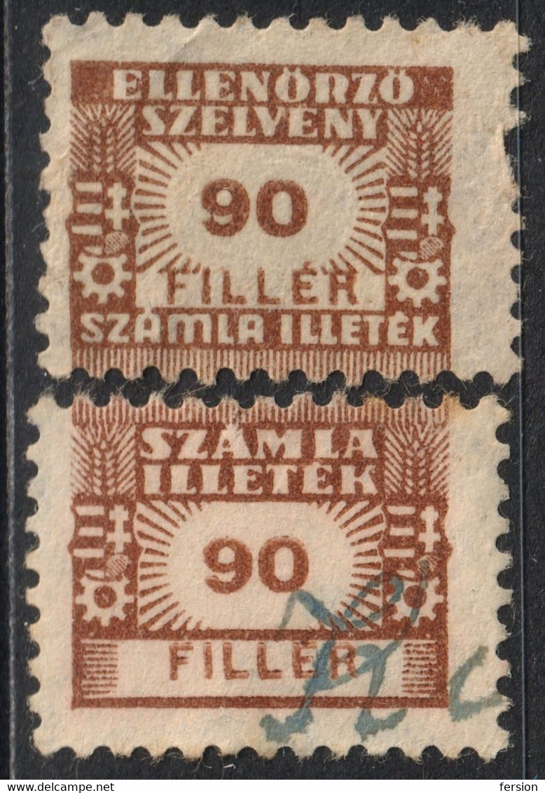 1947 Hungary - FISCAL BILL Tax - Revenue Stamp - 90 F Used - Fiscaux