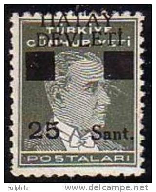 1939 TURKEY BLACK HATAY DEVLETI OVERPRINTED POSTAGE STAMPS WITH THE PORTRAIT OF ATATURK (1st. Issue) MICHEL: 2 MNH ** - 1934-39 Sandjak Alexandrette & Hatay