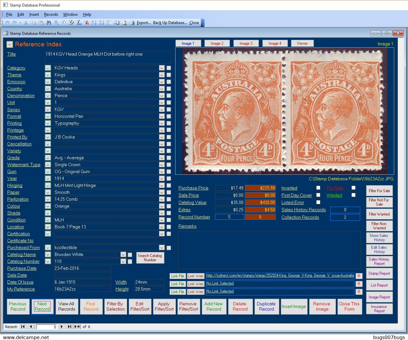 Stamp Collectors Image Database Software Pro 2016 - Engels