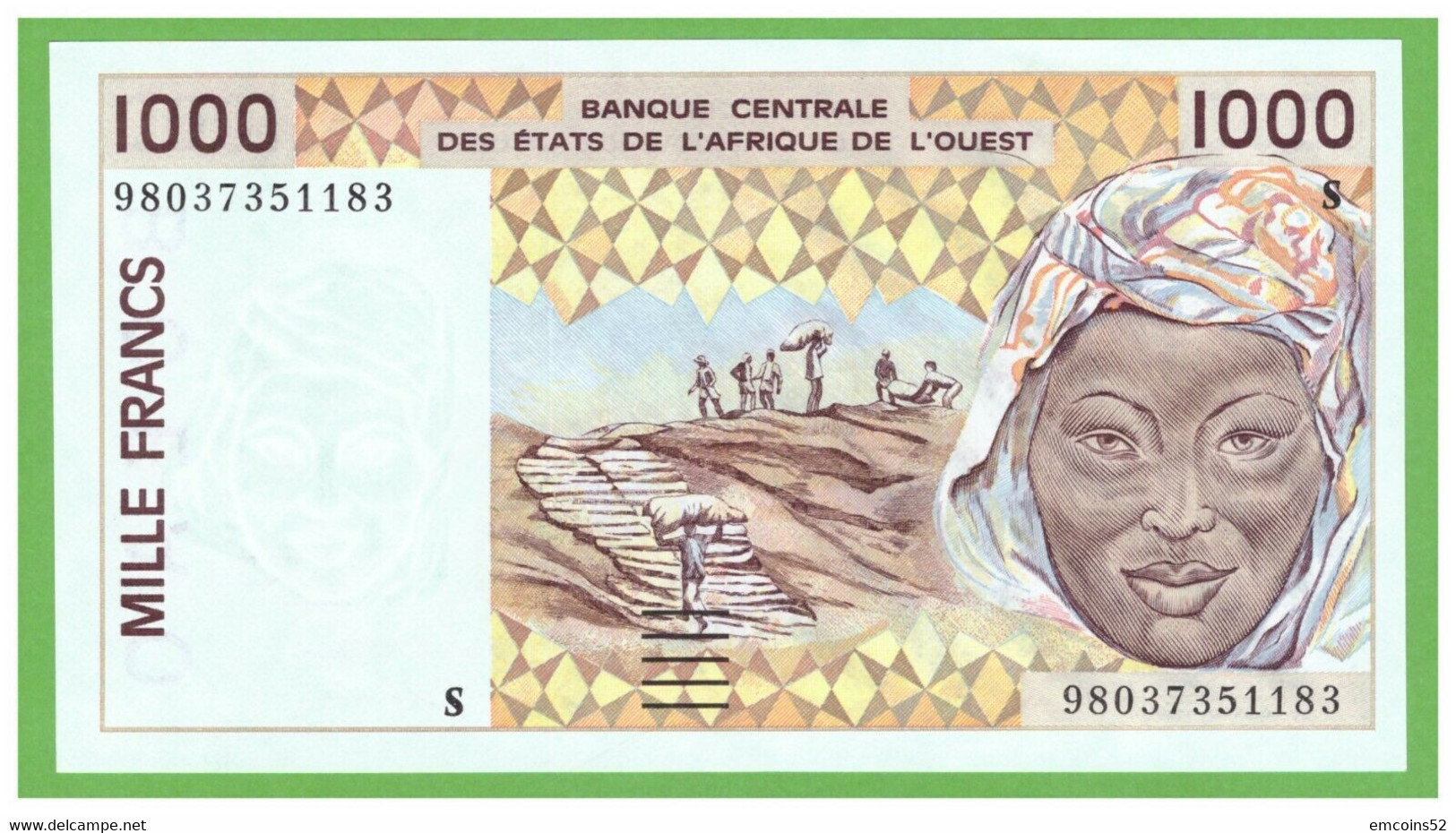 GUINEA BISSAU W.A.S. 1000 PESOS 1998  P-911Sb  UNC - Guinea-Bissau