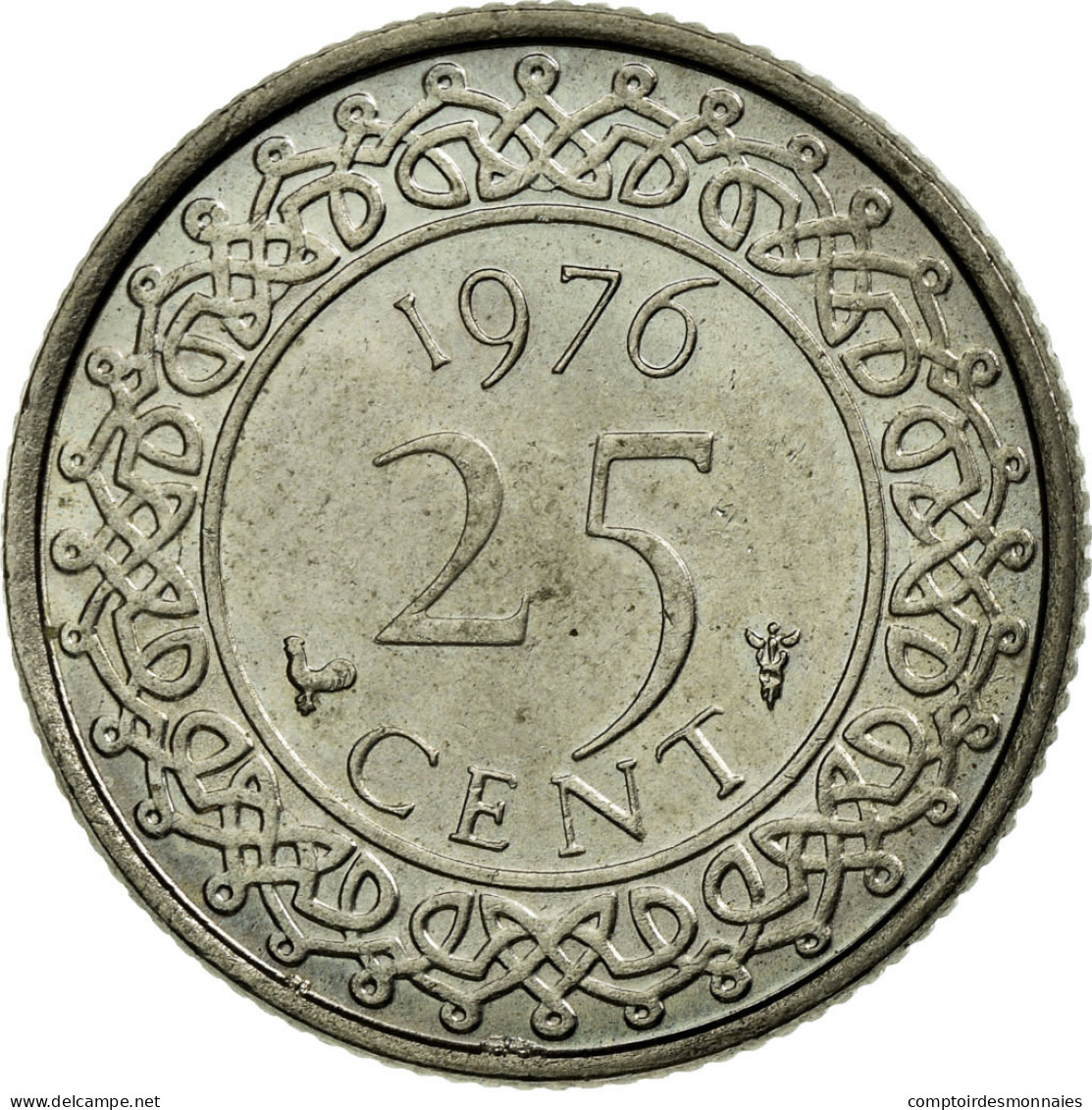 Monnaie, Surinam, 25 Cents, 1976, TTB, Copper-nickel, KM:14 - Surinam 1975 - ...