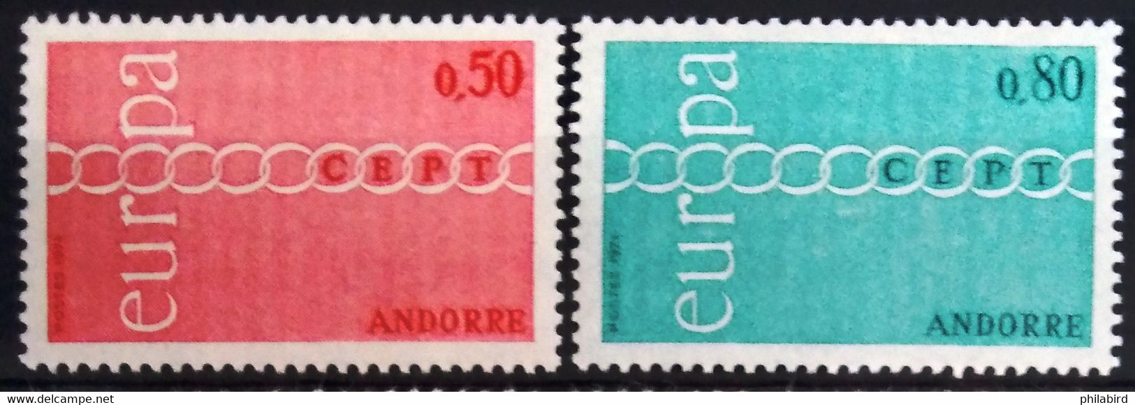 EUROPA 1971 - ANDORRE FRANCAIS                    N° 212/213                        NEUF** - 1971