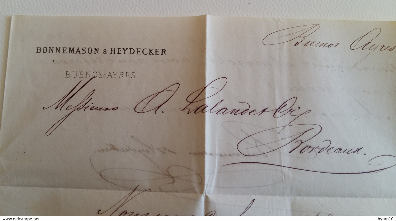 1864 INCOMING MAIL BUENOS AQIRES-PARIGI-diversi Timbri+INTERESSANTI TASSAZIONI+timbro DITTA BONNEMASON-$50 - Buenos Aires (1858-1864)