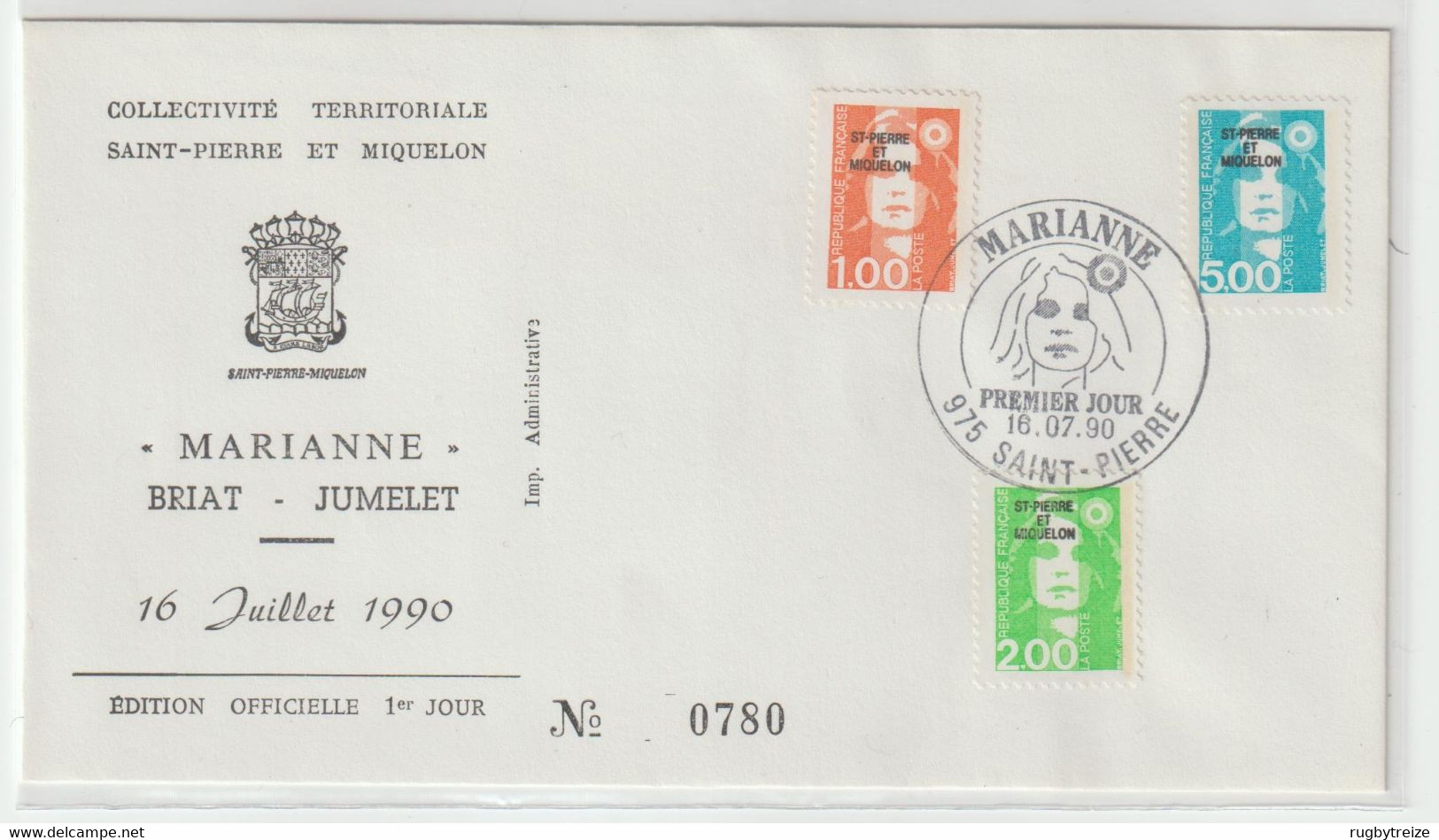 4894 FDC Premier 1ER Jour 1990 Marianne Briat Jumelet SAINT PIERRE ET MIQUELON - Brieven En Documenten