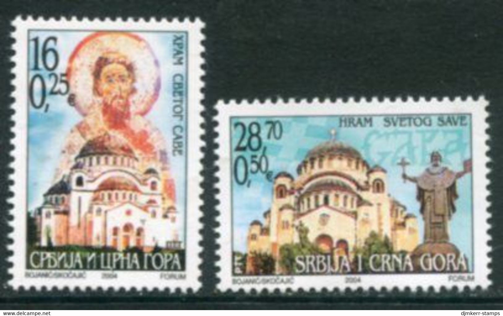 YUGOSLAVIA (Serbia & Montenegro) 2004  Church Of St. Sava MNH / **  Michel 3200-01 - Neufs