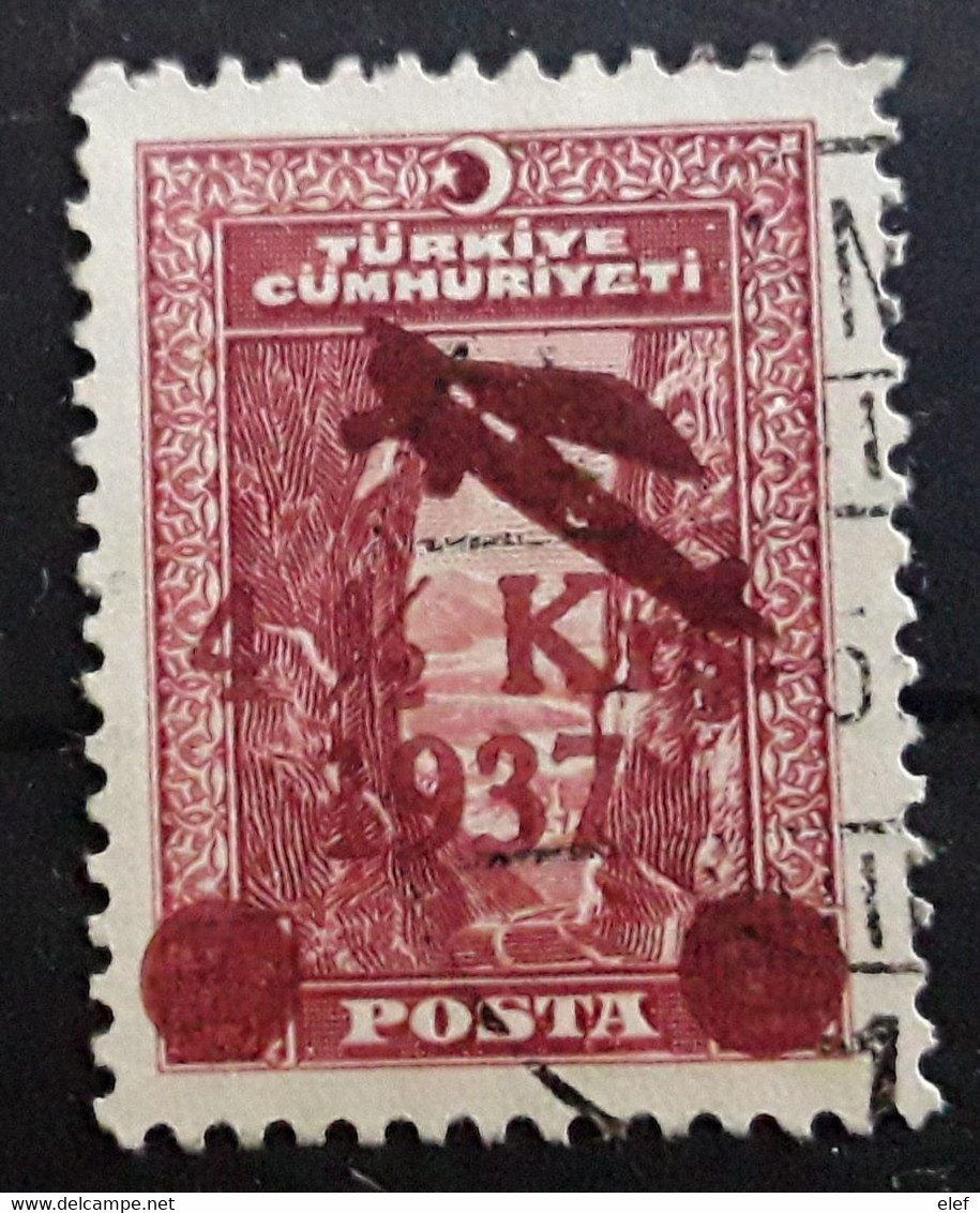 TURQUIE TURKEY TURKIYE 1938 AIRMAIL Poste Aérienne Yvert 6, Surchargé 4 1/2 K Sur 7 1/2 K Brun Carmine  Obl TB - Posta Aerea