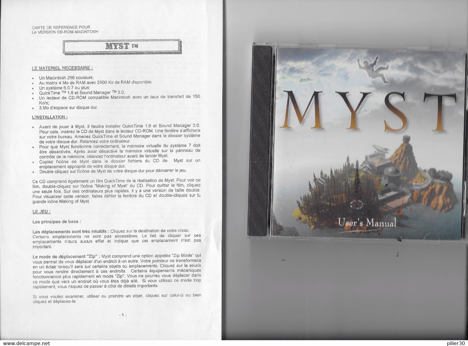 MYST - POUR MAC CLASSIC SYSTEM 7.01 OU SUPERIEUR  - Prix Fixe - Apple