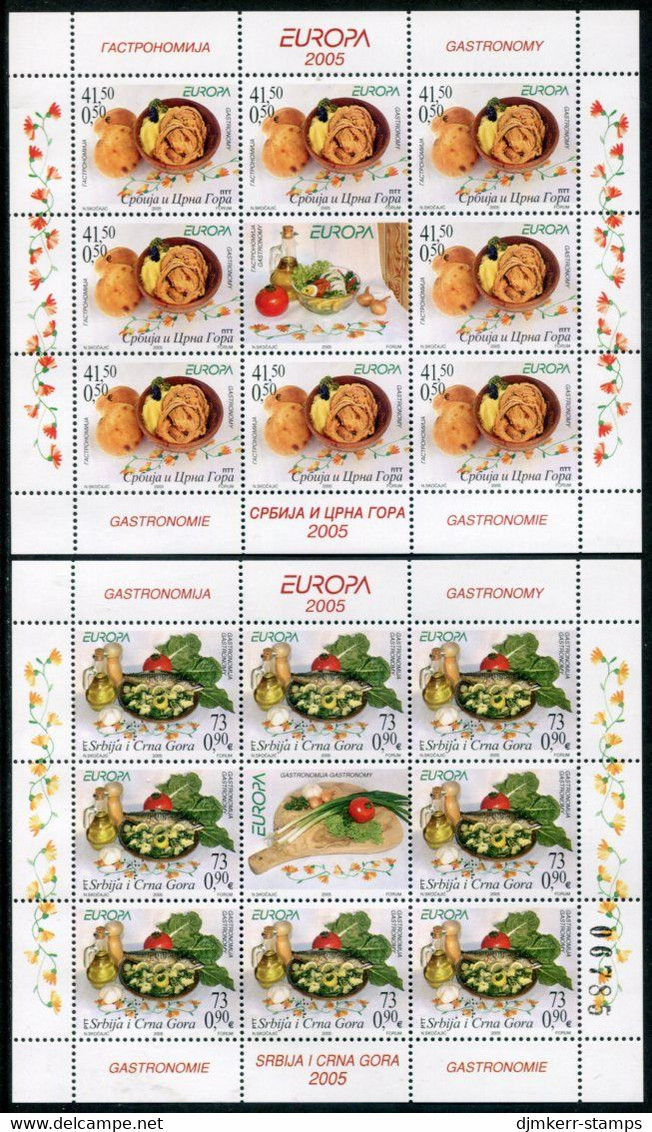 YUGOSLAVIA (Serbia & Montenegro) 2005 Europa: Gastronomy Sheetlets MNH / **  Michel 3269-70 - Blocs-feuillets