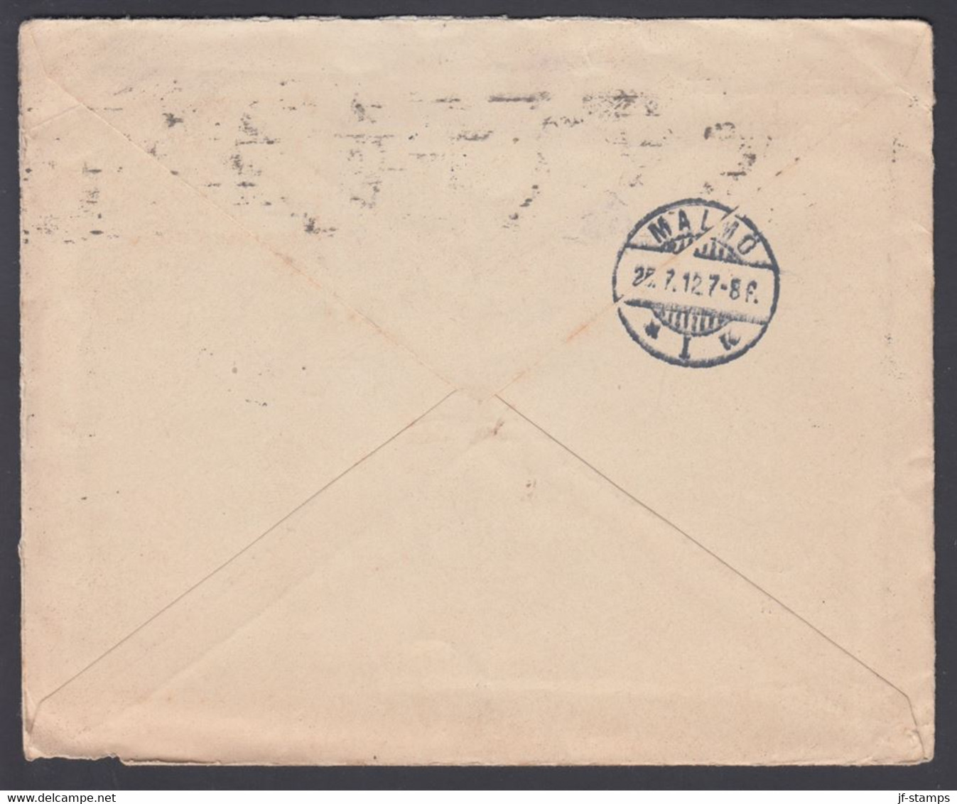 1912. NORGE. Very Interesting Official Cover Without Stamp From TRONDHJEM 23.VII.12 To Malmö. Noted On Fro... - JF368229 - ...-1855 Voorfilatelie