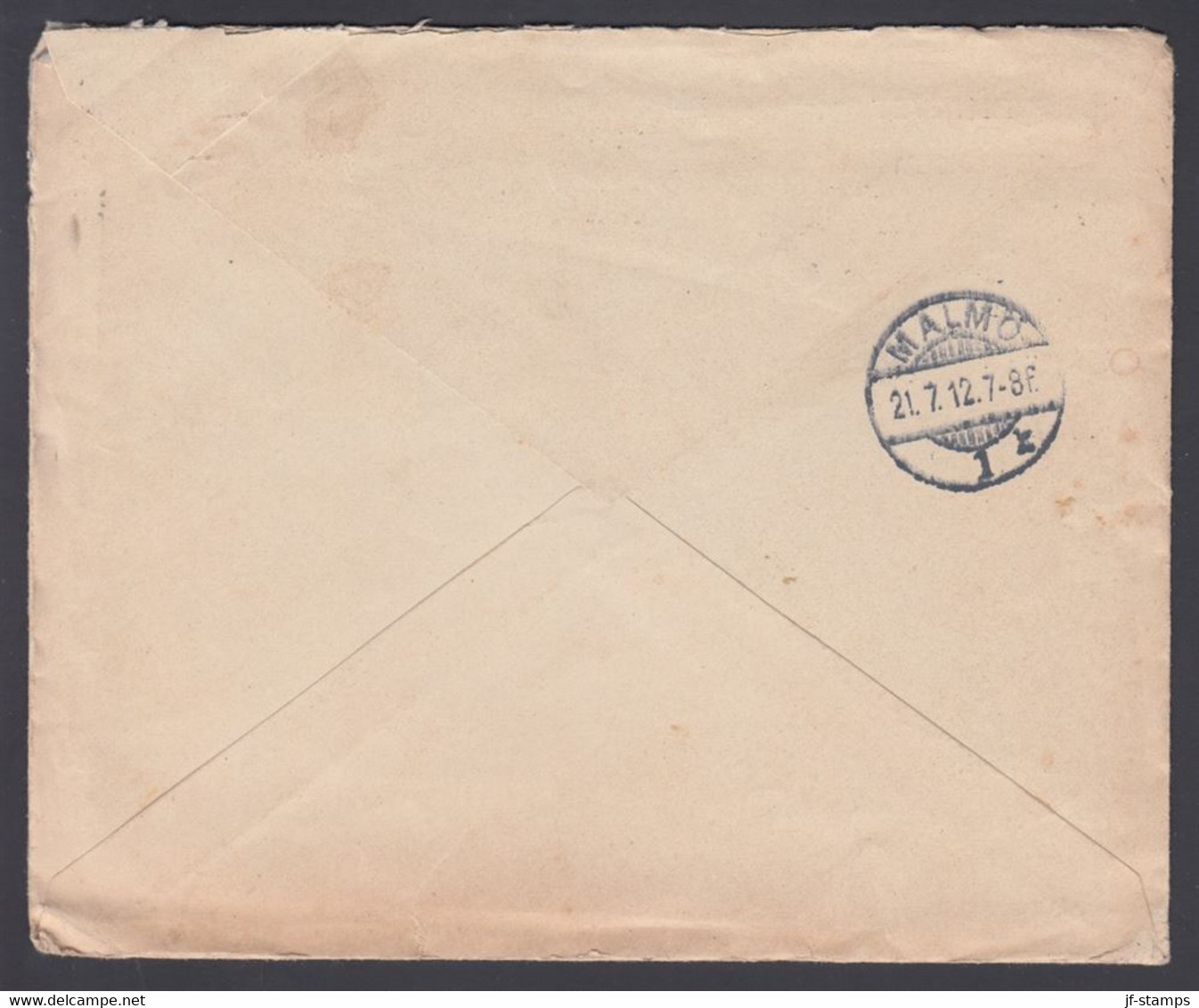 1912. NORGE. Very Interesting Official Cover Without Stamp From TRONDHJEM 19.VII.12 To Malmö. Noted On Fro... - JF368230 - ...-1855 Prefilatelia