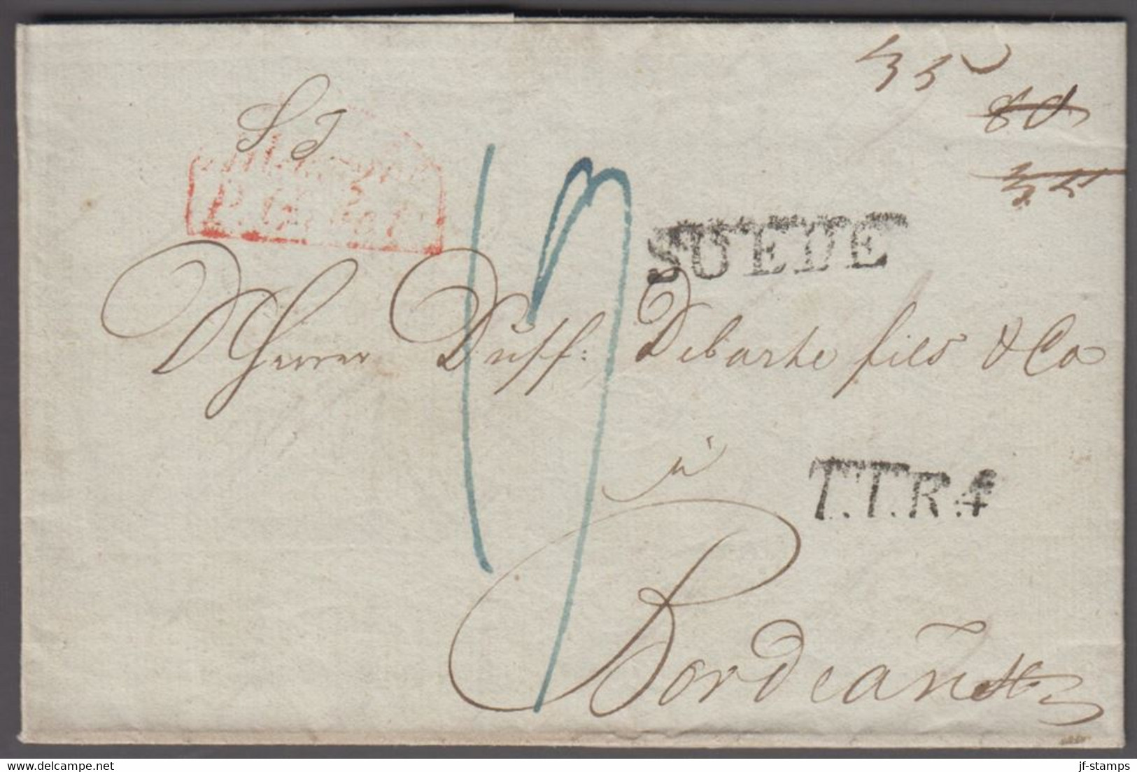 1827. NORGE. Cover From Christiania 16. OCT 1827 Cancelled T.T.R. 4 SUEDE And Other Cancels And Markings O... - JF412052 - ...-1855 Vorphilatelie