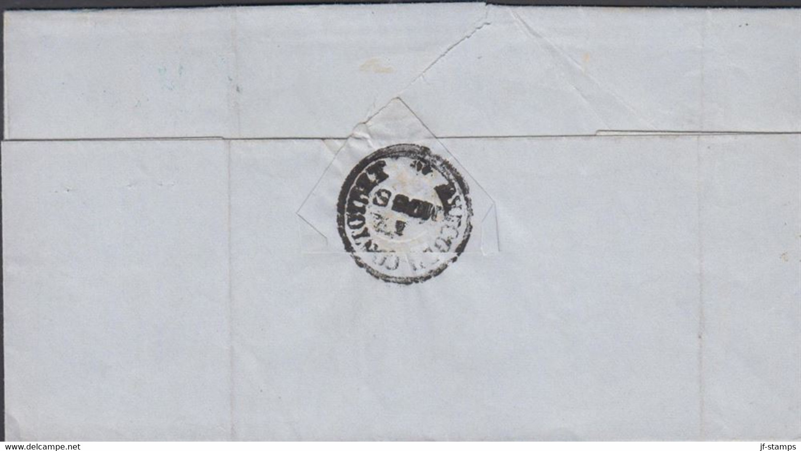 1851. NORGE. Small Cover (folds) To Christiania Cancelled In Blue MOSS 6 4 1851. Portofri Sag. Interesting... - JF427630 - ...-1855 Préphilatélie