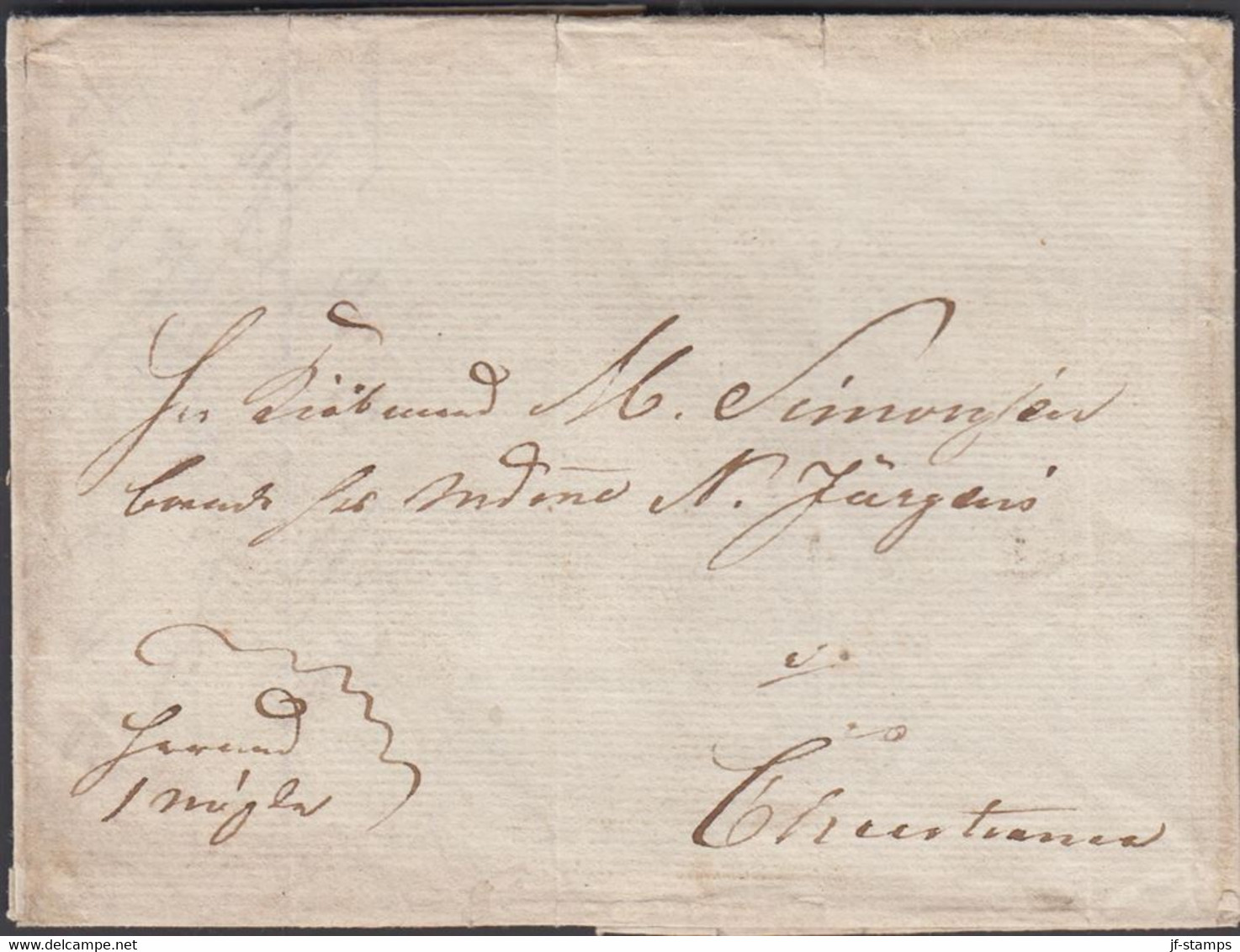 1832. NORGE. Small Old Cover (folds) To Christiania Dated 4. November 1832 On Sluppen Cristine Mae. Intere... - JF427633 - ...-1855 Préphilatélie