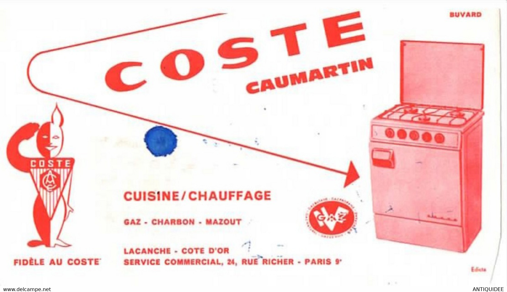 LACANCHE ( Cote D'OR ) Et PARIS - Appareils De Cuisine Et Chauffage " COSTE Caumartin " - Elektriciteit En Gas