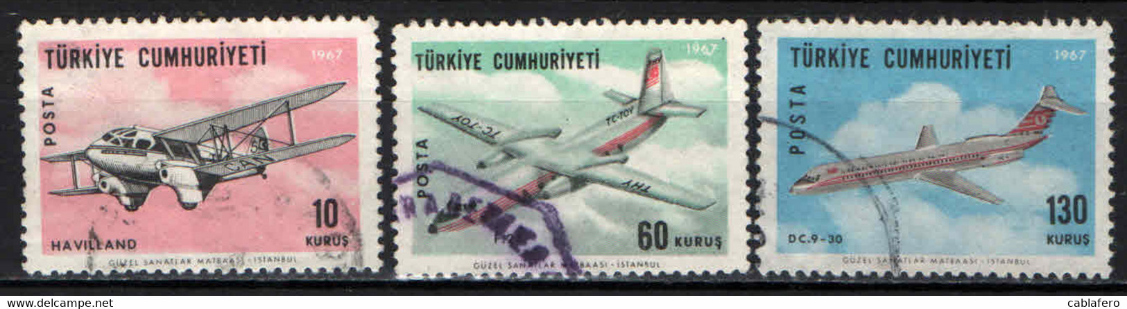 TURCHIA - 1967 - AEREI DIVERSI - USATI - Luftpost