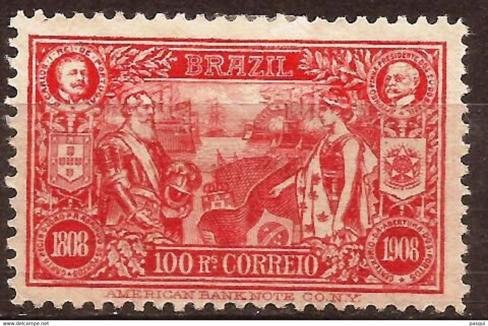 Brasil - Fx. 335 - Yv. 143 - Apertura De Puertos Al Comercio Exterior - 1908 - * - Ungebraucht