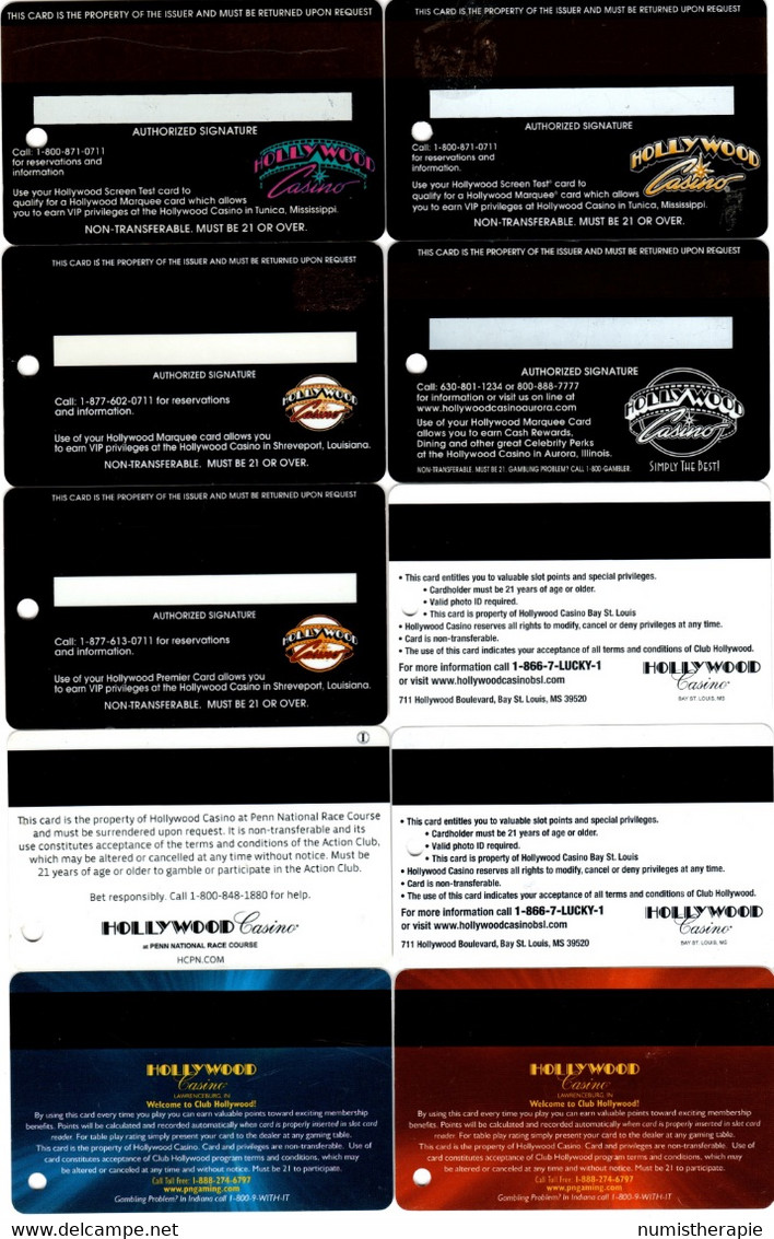 Lot De 10 Cartes : Hollywood Casino S - Casinokaarten