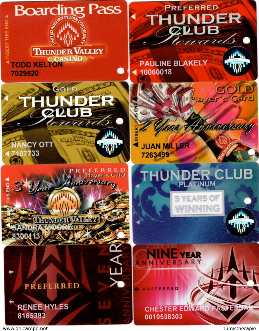 Lot De 8 Cartes : Thunder Valley Casino : Lincoln CA - Casinokarten