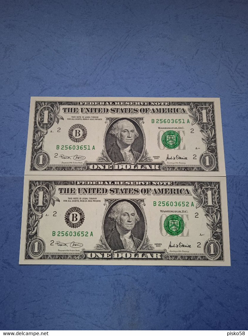 STATI UNITI-P509 1D 2001  UNC (2 Consecutivi) - Federal Reserve Notes (1928-...)