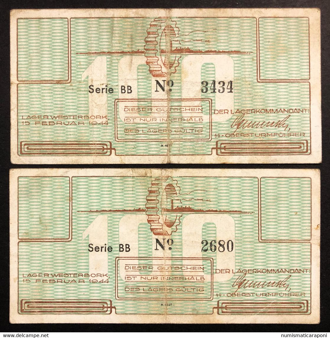 Germany Campager Westerbork 100 Cent Seri BB N°2680 ( Only 1 Notes Solo 1 Pz ) Lotto 3721 - [7] Collections