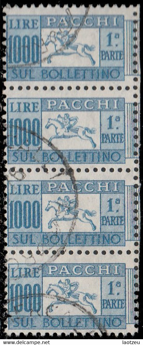 Italie Colis Postaux 1956. ~ CP 89 Bande 4 Vert - 1 000 L. Cor De Chasse - Paketmarken