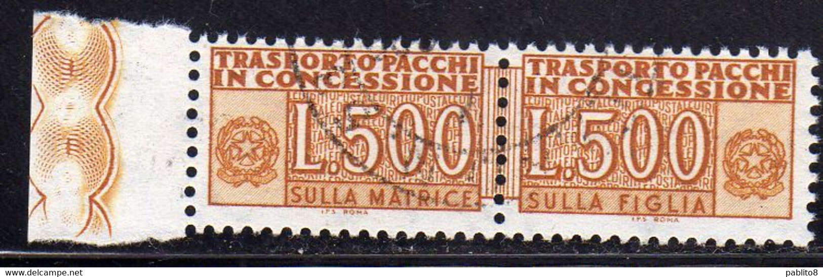 ITALIA REPUBBLICA ITALY REPUBLIC 1955 1981 PACCHI IN CONCESSIONE PARCEL POST STELLE STARS 1976 LIRE 500 USATO USED - Colis-concession