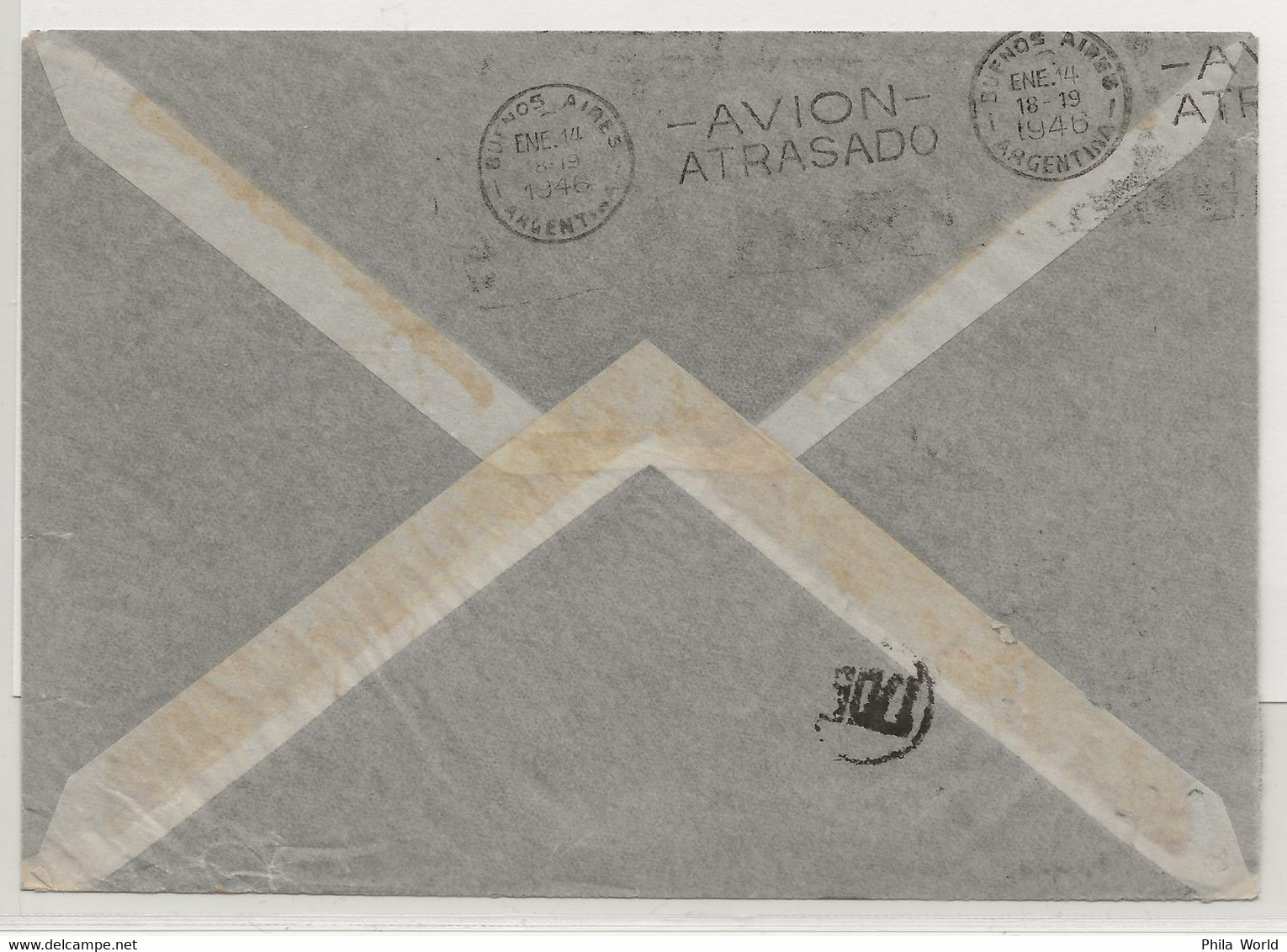 VOL AVION ACCIDENTE - 1946 SUEDE - ARGENTINE Avec Cachet AVION ATRASADO Départ GOTEBORG Air Mail Crash Cover - Briefe U. Dokumente