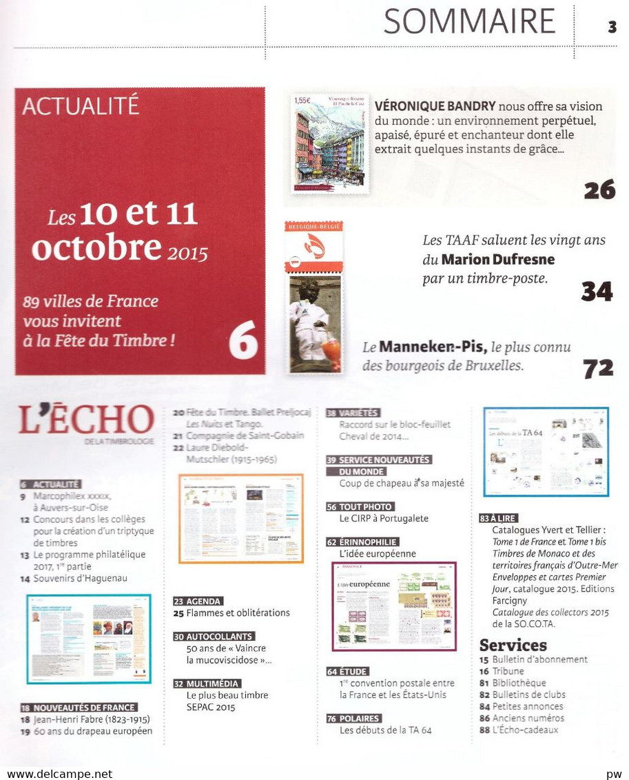 REVUE L'ECHO DE LA TIMBROLOGIE N°1899 De Octobre 2015 - Français (àpd. 1941)