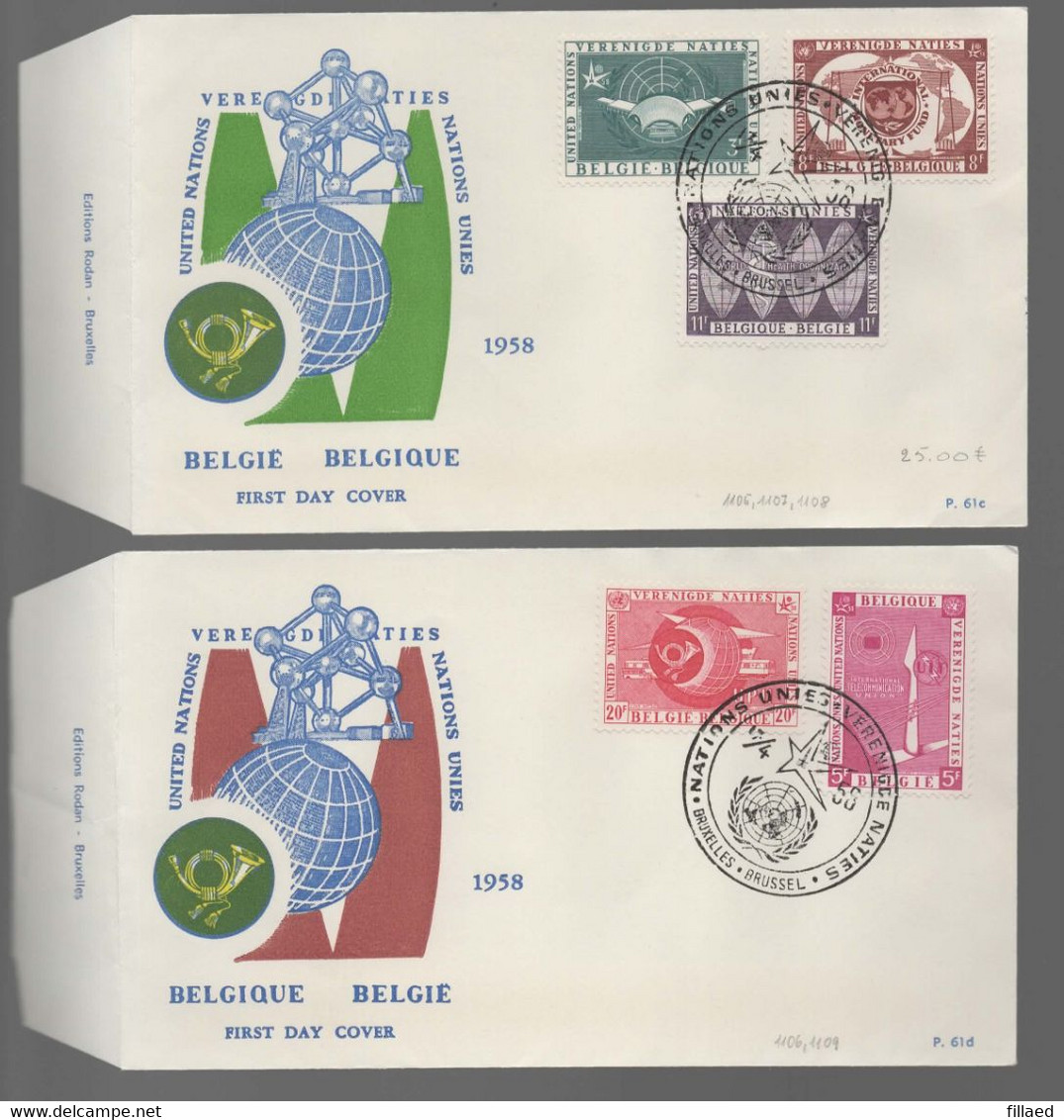 FDC. : Nr 1053/62 Stempel: Bruxelles - Brussel - 1951-1960
