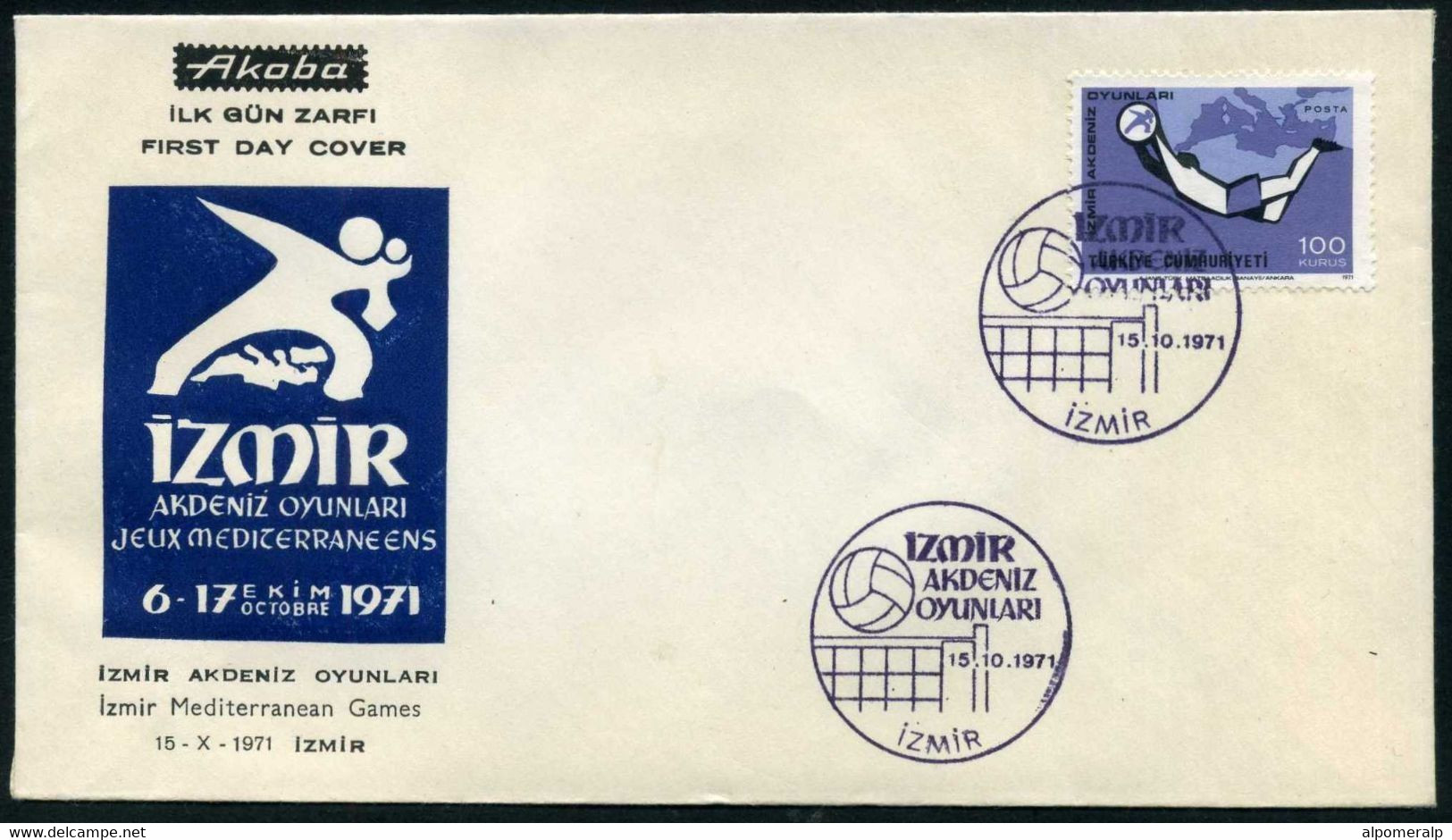 Türkiye 1971 Volleyball, Izmir Mediterranean Games | Special Cover, Oct. 15 - Briefe U. Dokumente