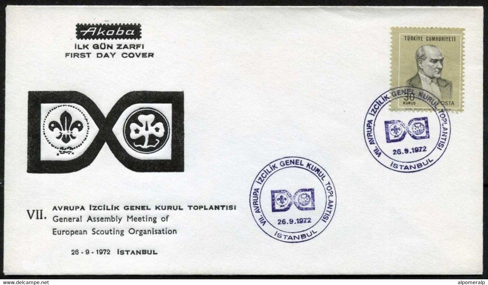 Turkey 1972 Scouting | General Assembly Meeting Of European Scouting Organisation | Special Cover, Sept. 26 - Briefe U. Dokumente