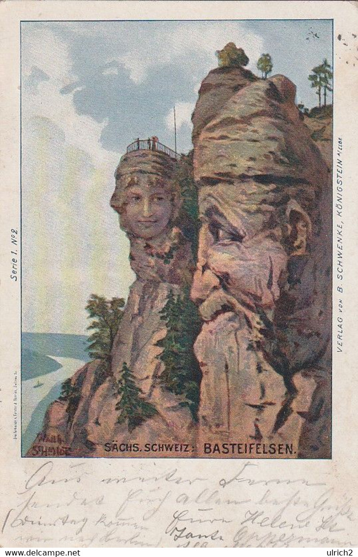 AK Sächsische Schweiz - Basteifelsen - Litho - Dresden Nach Salder 1899 (59124) - Wehlen