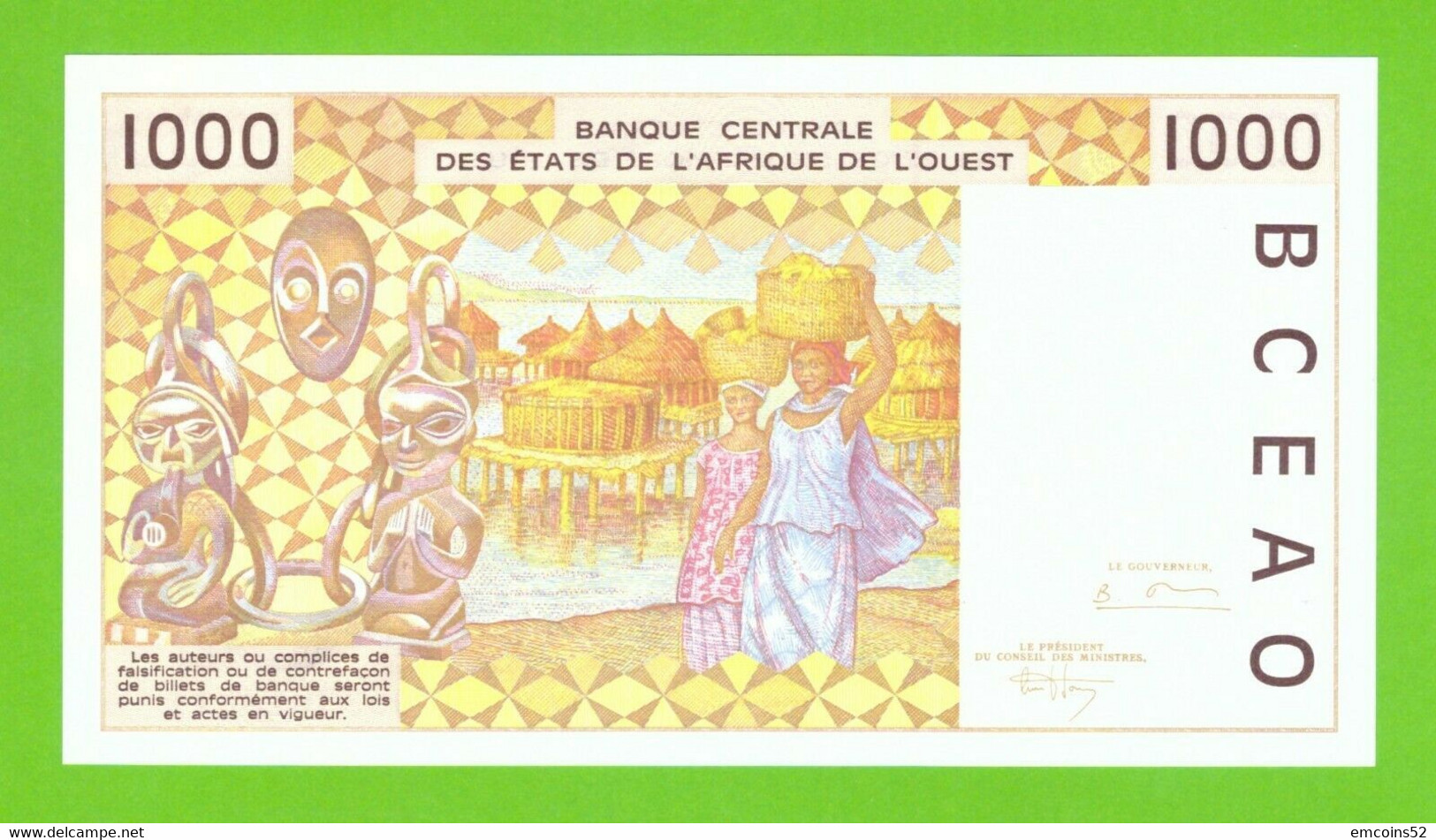 MALI W.A.S. 1000 FRANCS 1995  P-411De  ABOUT UNC - Mali