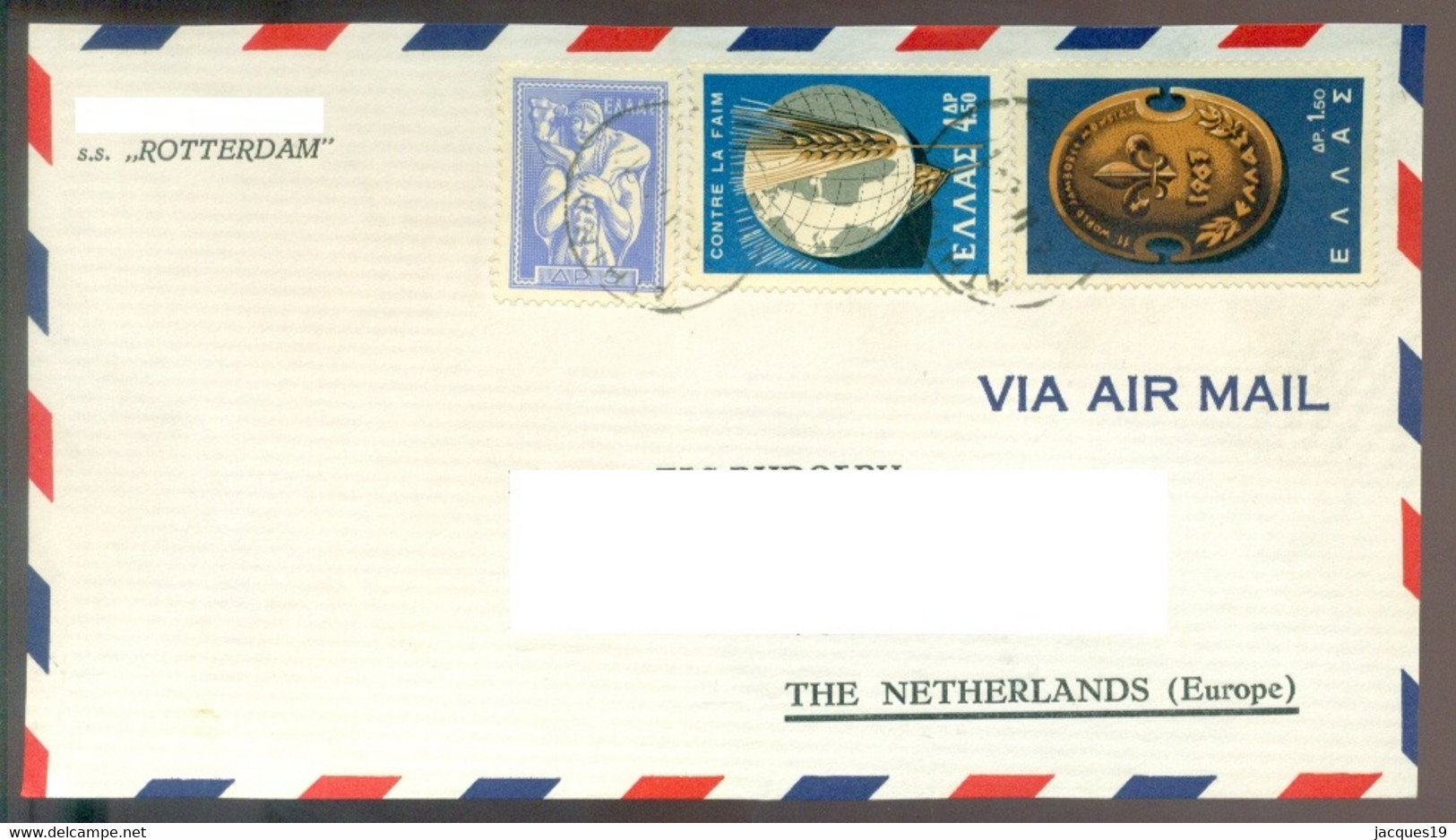 Greece 1964 Front Of Airmail Cover To Netherlands From SS Rotterdam Please Read Description - Storia Postale