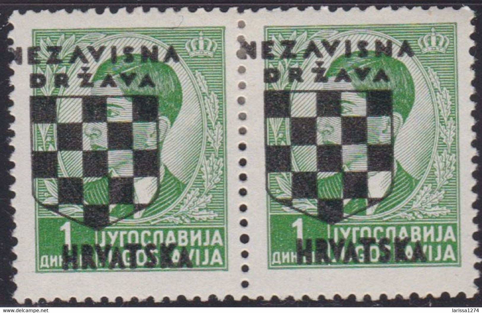 466. Croatia NDH 1941 Definitive Pair ERROR Moved Overprint MH Michel #11 - Imperforates, Proofs & Errors