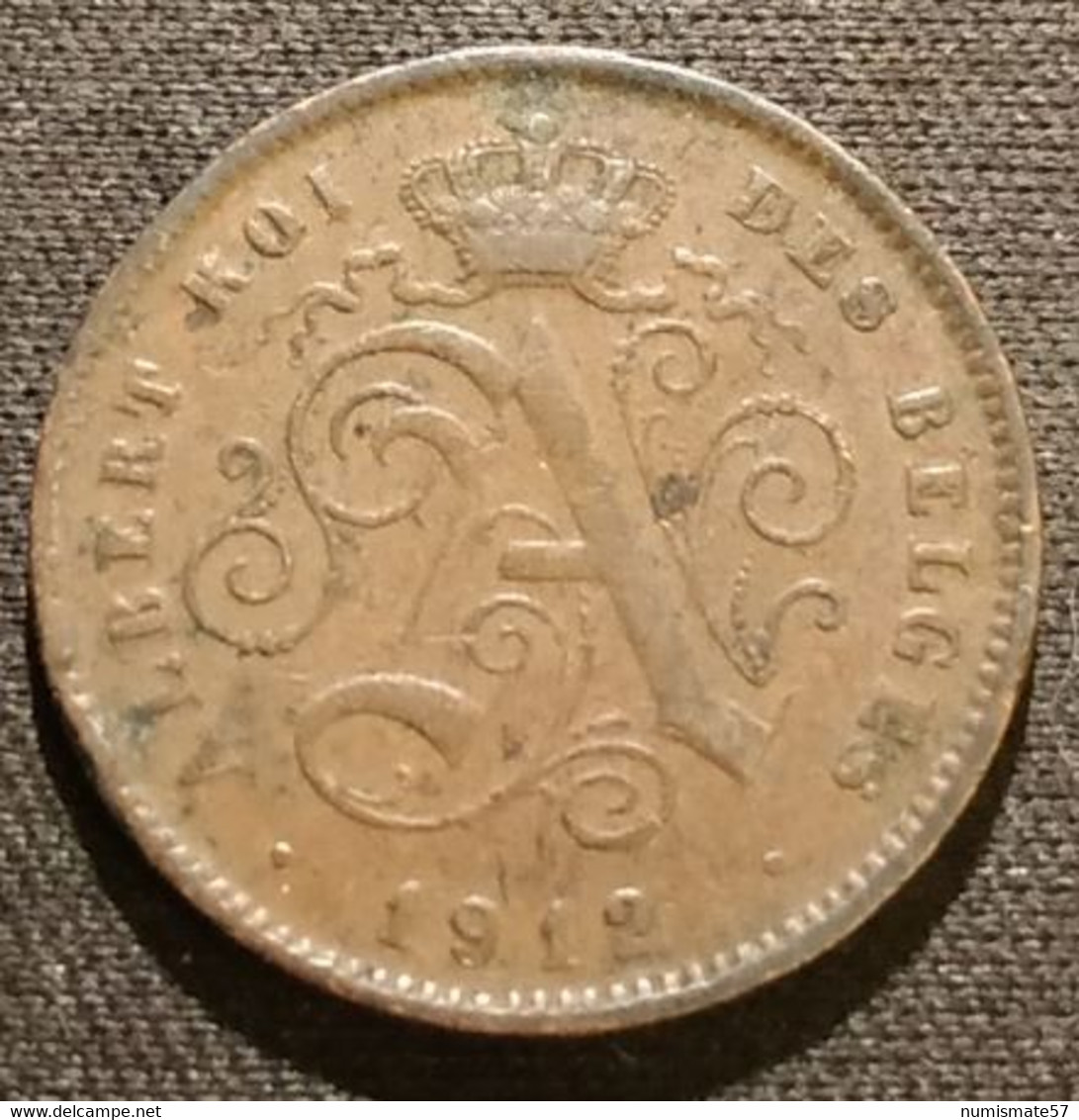 BELGIQUE - BELGIUM - 2 CENTIMES 1912 - Légende FR - Albert Ier - KM 76 - 2 Centimes