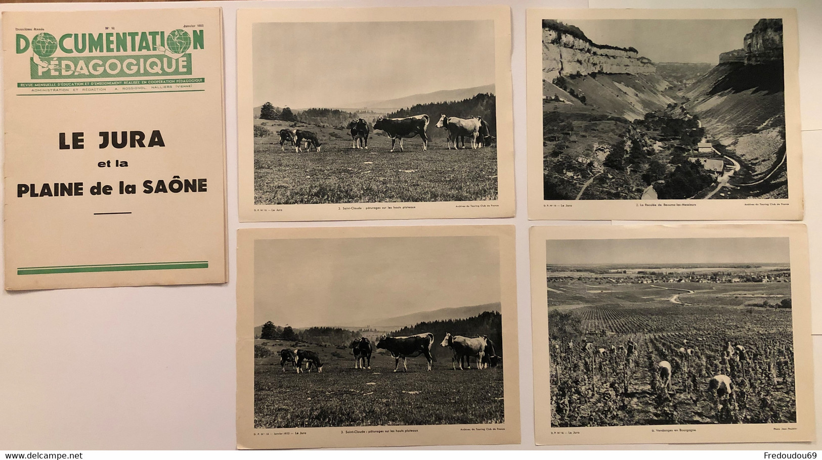 Documentation Pédagogique - Ecole - Géographie  - Le Jura Et La Plaine De La Saône - Janvier 1952 - Schede Didattiche