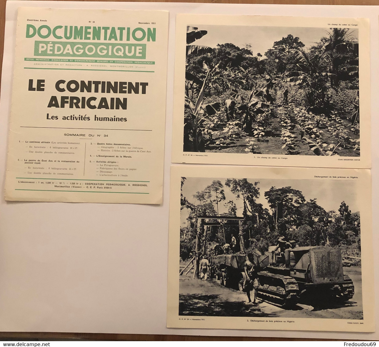 Documentation Pédagogique - Ecole - Géographie - Le Continent Africain - Les Activités Humaines - Novembre 1953 - Schede Didattiche