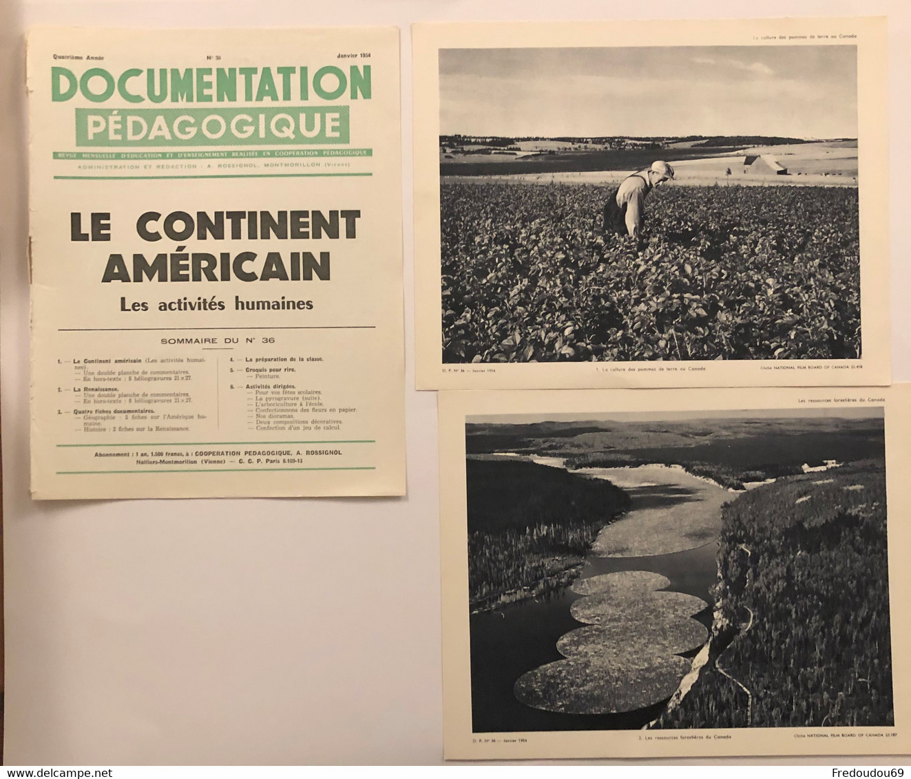 Documentation Pédagogique - Ecole - Géographie - Le Continent Américain - Les Activités Humaines - Janvier 1954 - Schede Didattiche
