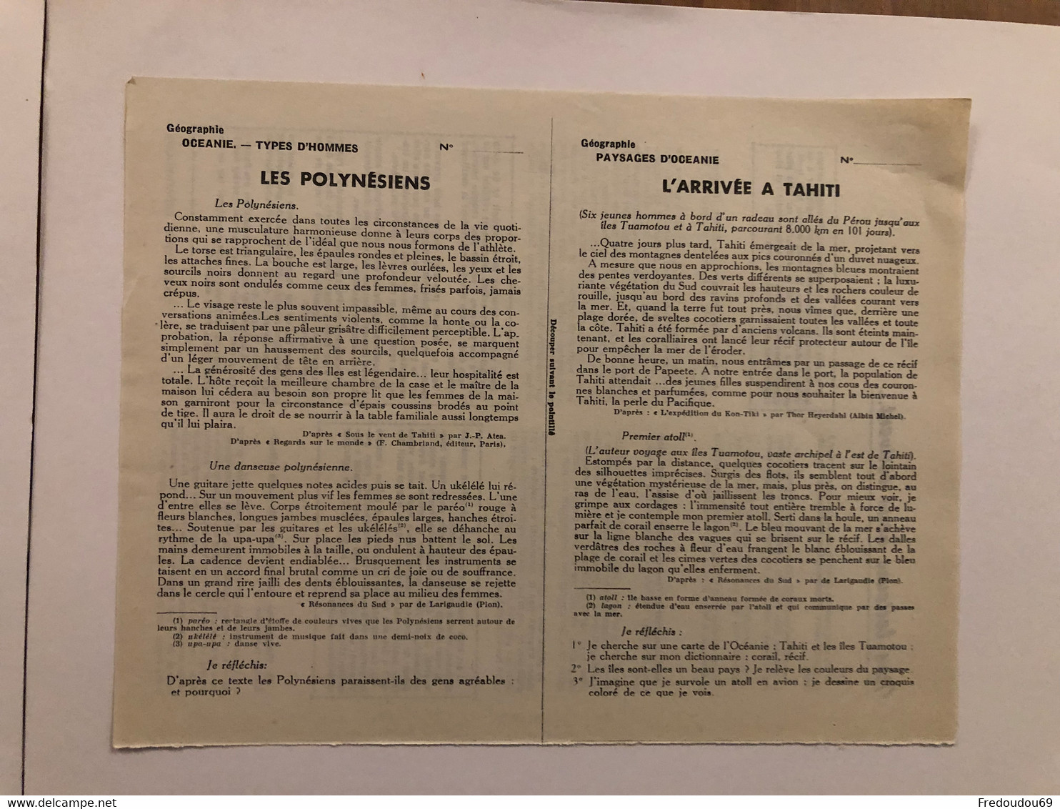 Documentation Pédagogique - Ecole - Géographie - L'océanie - Les Paysages Et Les Habitants - Avril 1954 - Schede Didattiche