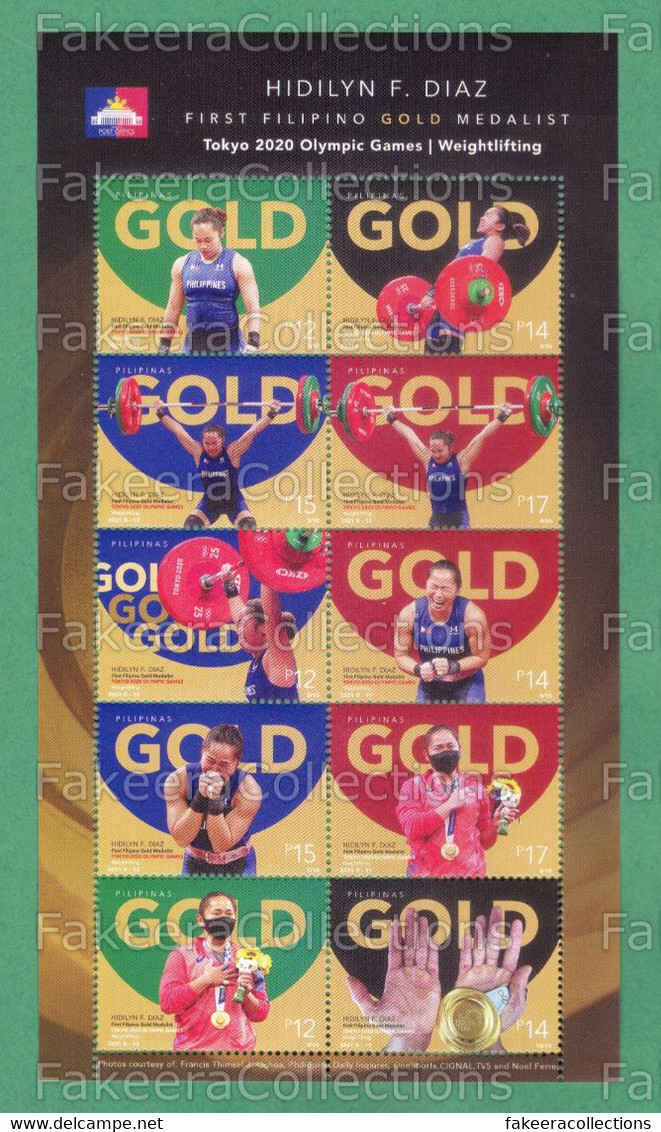 PHILIPPINES 2021 PILIPINAS - HIDILYN F DIAZ TOKYO OLYMPICS GOLD MEDALIST 10v Sheet MNH ** - Olympic Games Weightlifting - Summer 2020: Tokyo