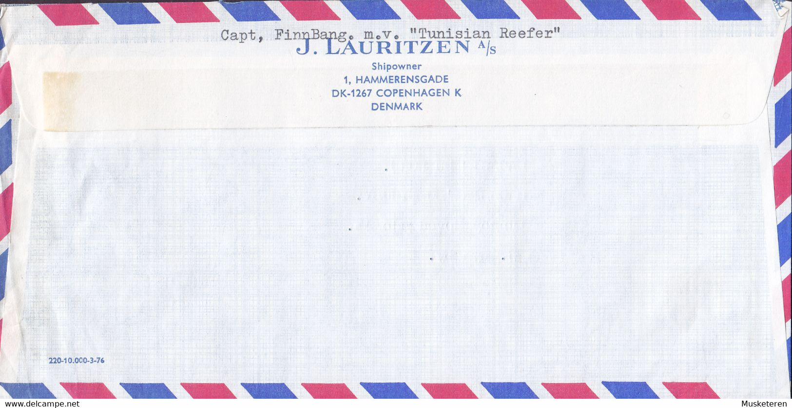 Denmark Ships Mail Captain M/S 'Tunisian Reefer' (Red) J. Lauritzen 'B4085' KØBENHAVN 1980 Meter Cover Brief