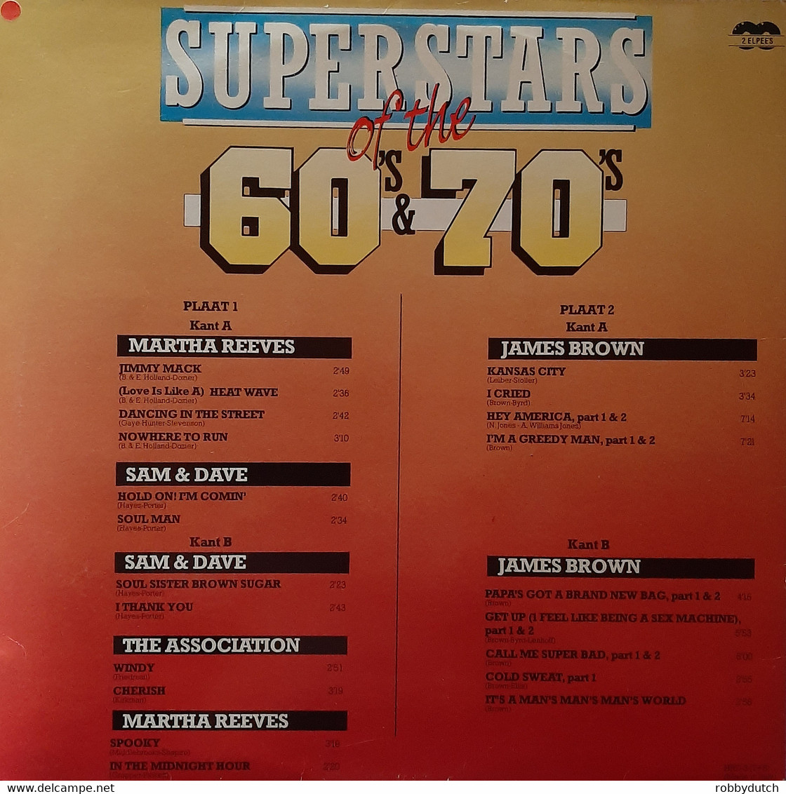 * 2LP *  SUPERSTARS OF THE 60'S & THE 70'S - MARTHA REEVES, JAMES BROWN, THE ASSOCIATION, SAM & DAVE - Soul - R&B