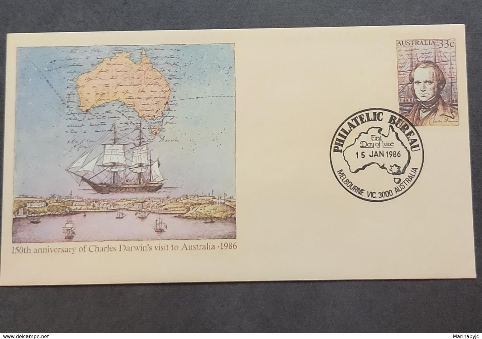 P) 1986 AUSTRALIA, CHARLES DARWIN VISIT ANNIVERSARY, POSTAL STATIONERY, MELBOURNE CANCELLATION, MNH - Andere & Zonder Classificatie