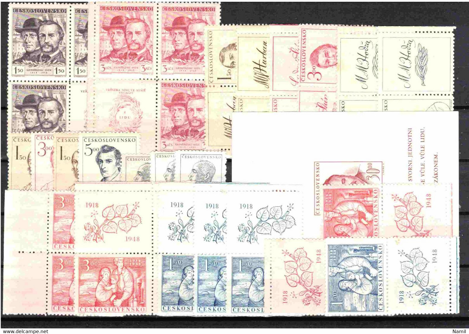 Tchécoslovaquie 1948 Lot Avec Timbres Neufs (MNH Et MH) - Sammlungen (ohne Album)