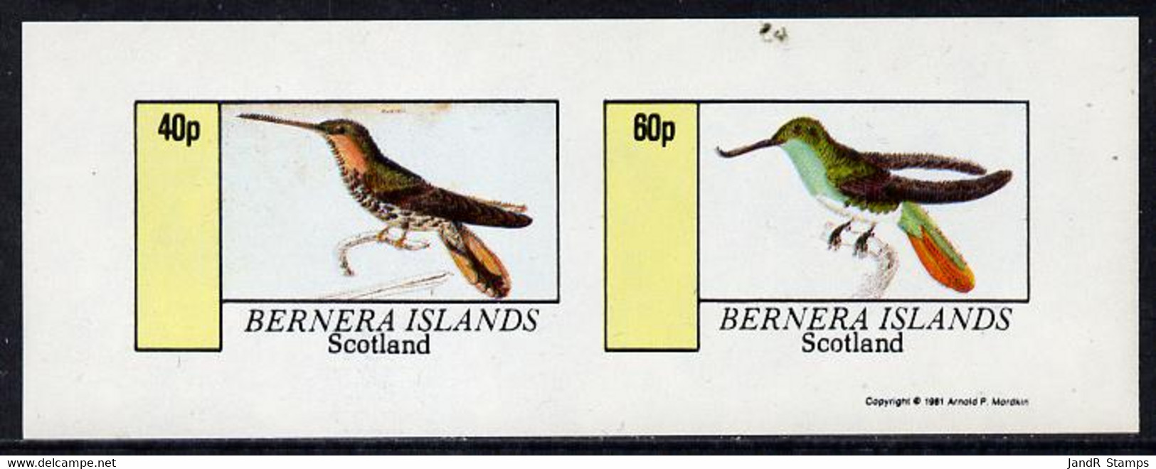 Bernera 1981 Humming Birds Imperf  Set Of 2 Values (40p & 60p) MNH - Local Issues