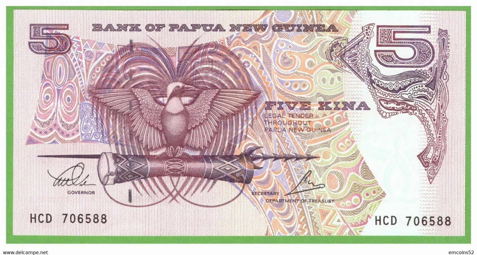 PAPUA NEW GUINEA 5 DOLLARS 2000  P-13c  UNC - Papua New Guinea