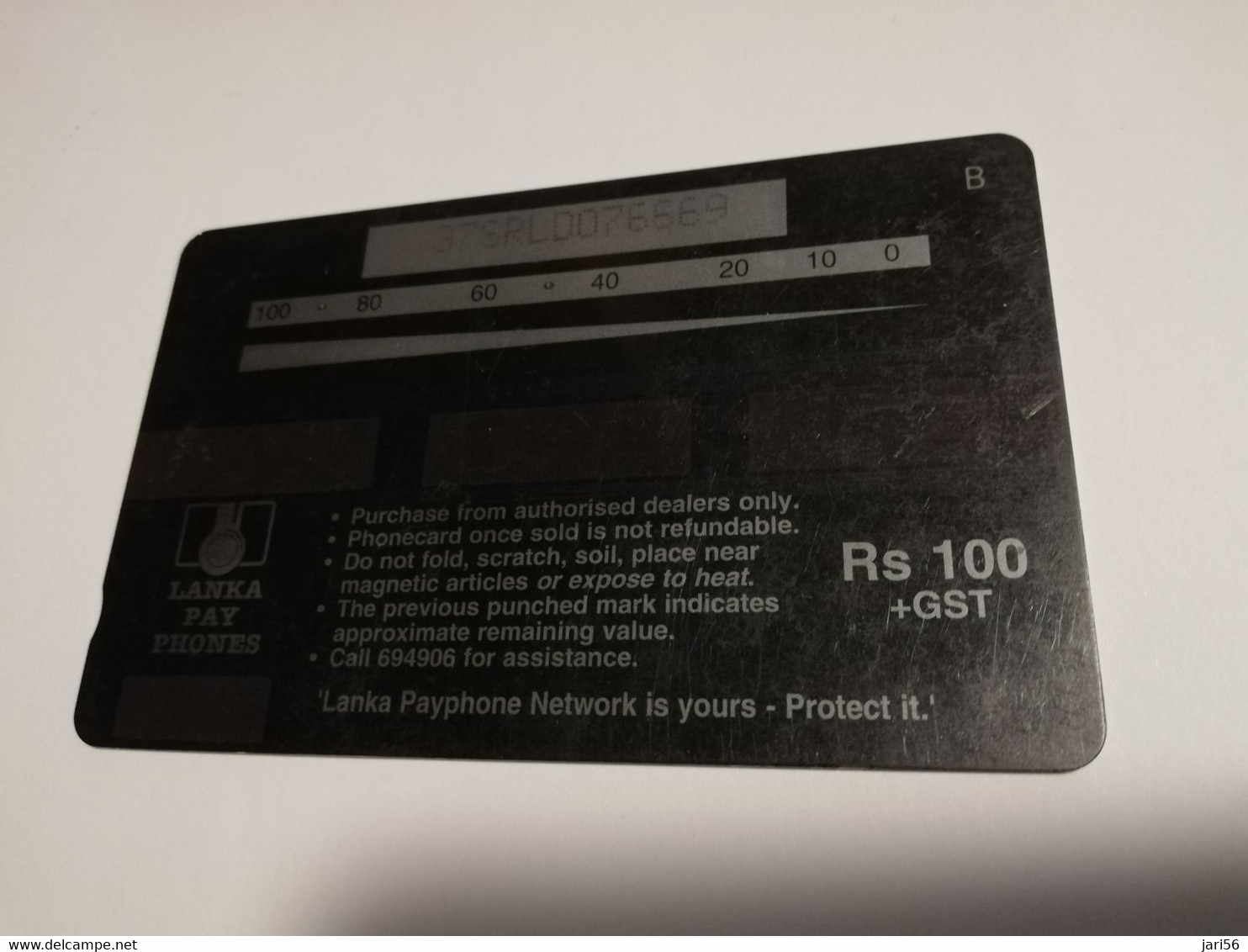 SRI LANKA RS 100 LANKA   BIRD   37SRLD   GPT  Magnetic CARD    **8678 ** - Sri Lanka (Ceylon)